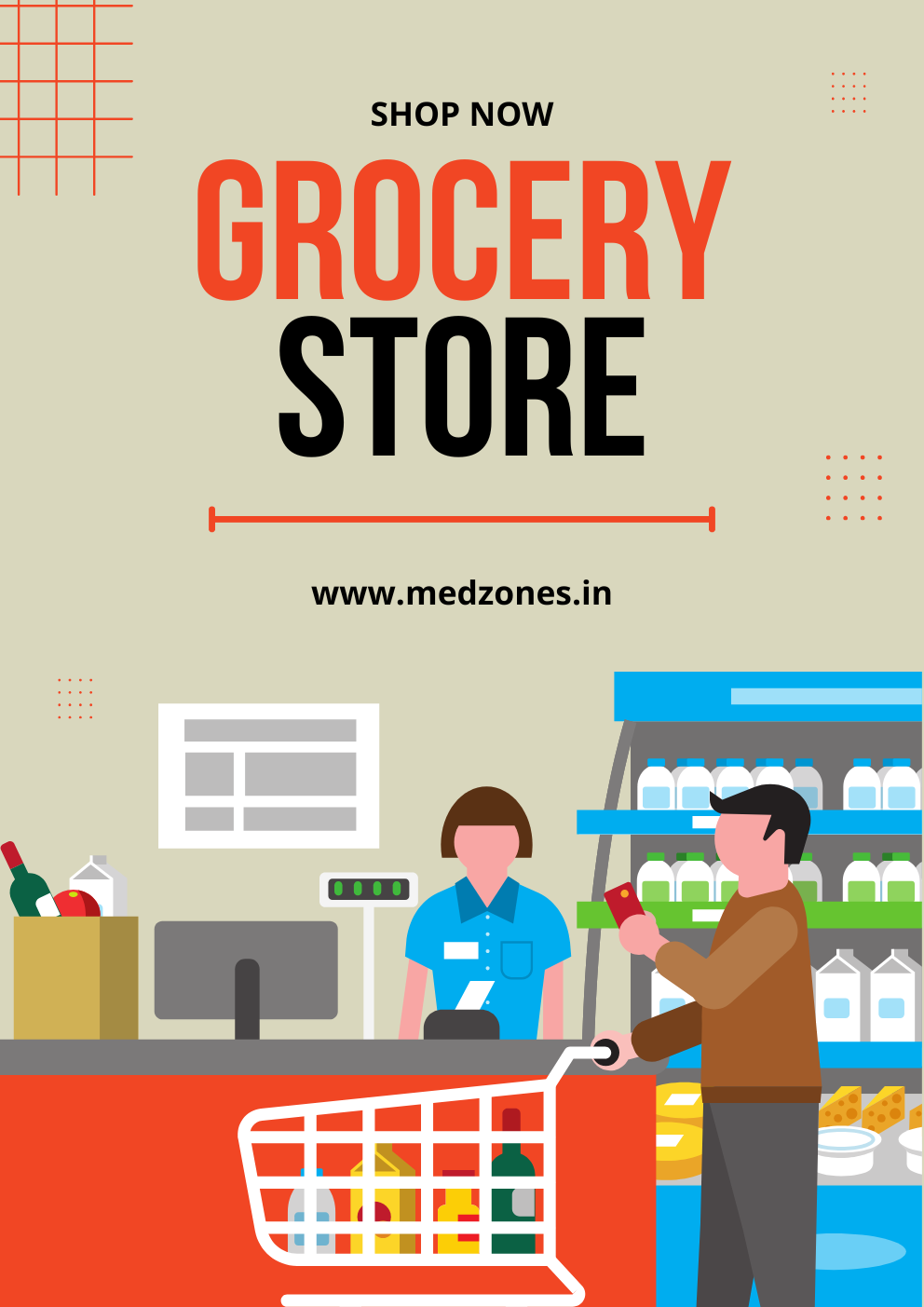 illustrative grocery store poster